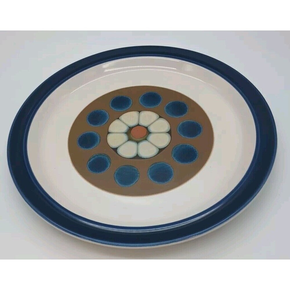 Electra Casual Ceram 12" Chop Platter Polaris 9030 Stoneware Blue Brown Floral